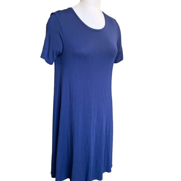 Dip Short Sleeve Soft Stretch T-Shirt Dress S Navy Blue #60T - Picture 2 of 8